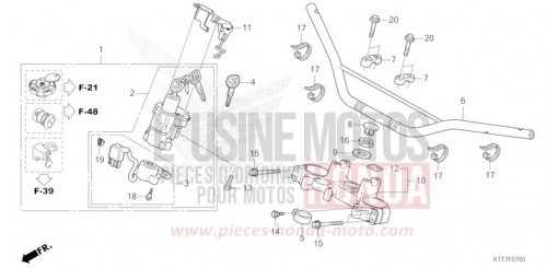 TUYAU DE GUIDON/PONT SUPERIEUR (CRF250L/LA,CRF300L/LA) CRF300LAP de 2023